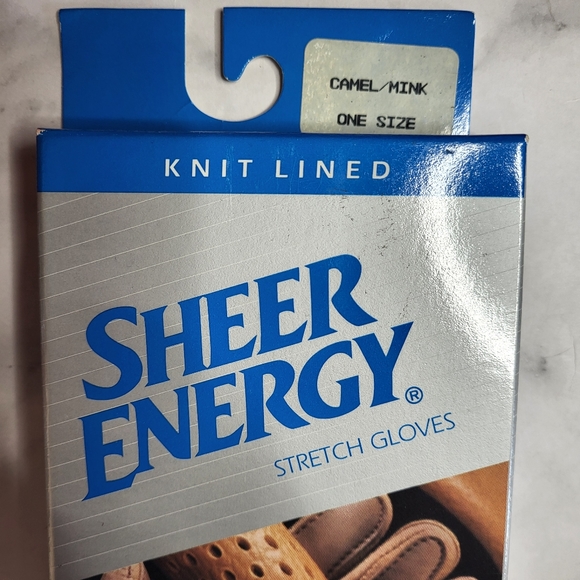 Vintage 90s L'eggs Sheer Energy Knit Lined Camel Mink Stretch Driving Gloves - Picture 2 of 5